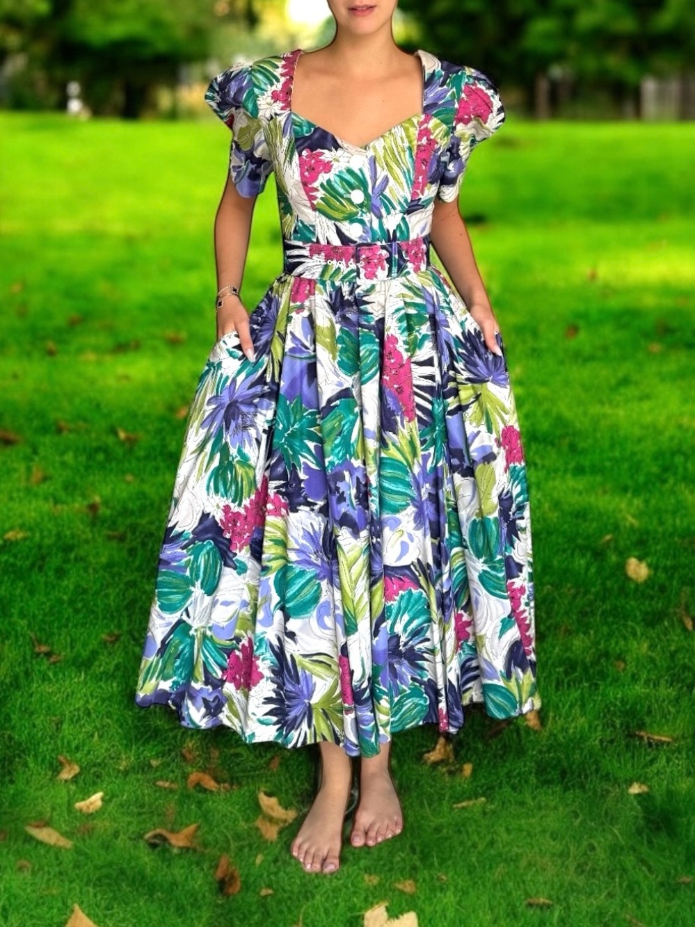 🆕 Melissa Floral Cotton Vintage Midi Dress